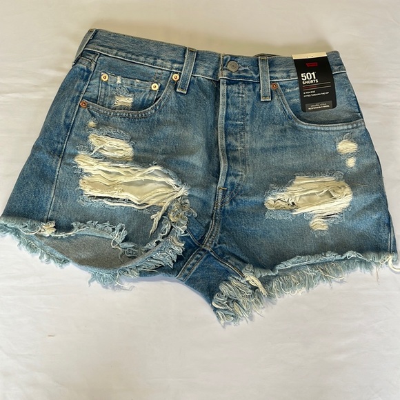 Levi’s 501 Premium Cut off Jean Shorts Fault Line Size 29 - Picture 3 of 9